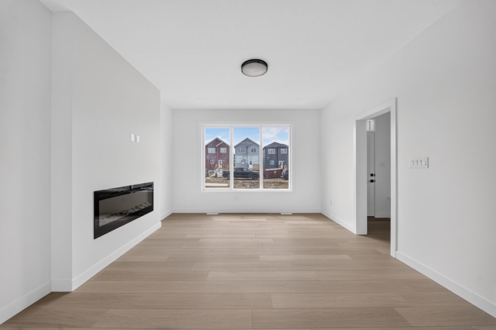 Great room with linear fireplace